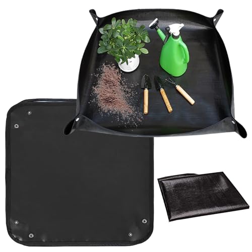 HEOUCH 2 Stück Umtopfmatte, Pflanzen Zubehör, wasserdichte Topfmatten, Gartenmatten, Pflanzmatten, Pflanzzubehör, Pflanzenwechselmatten, Faltbare Topfmatten für Beschneidung, Topfwechsel, Umpflanzen