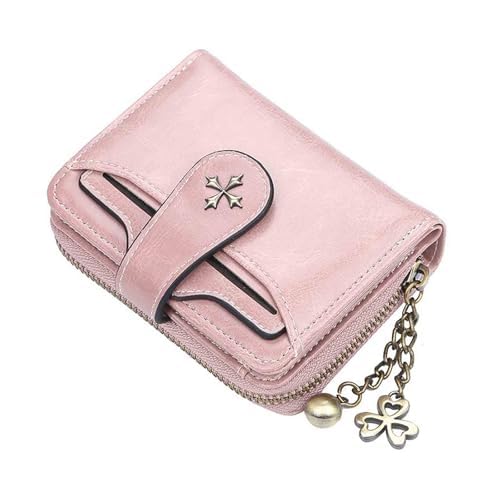 MOMEITU Women's Pink Retro Y2K Wallet: Compact, Zipper, Faux Leather, 3.54"D x 4.72"W x 1.18"H