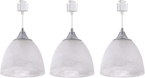 Miniatura 27 de Kiven Accesorio de iluminación de riel tipo H, luz colgante de pista de halo de vidrio regulable con control remoto, longitud ajustable con 3 modos