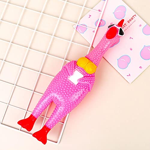 LUOZZY Rubber Chicken Toy Chicken Flying Screaming Chicken Toy Novelty Squeaky Toy for Dogs (Random Color and Pattern)