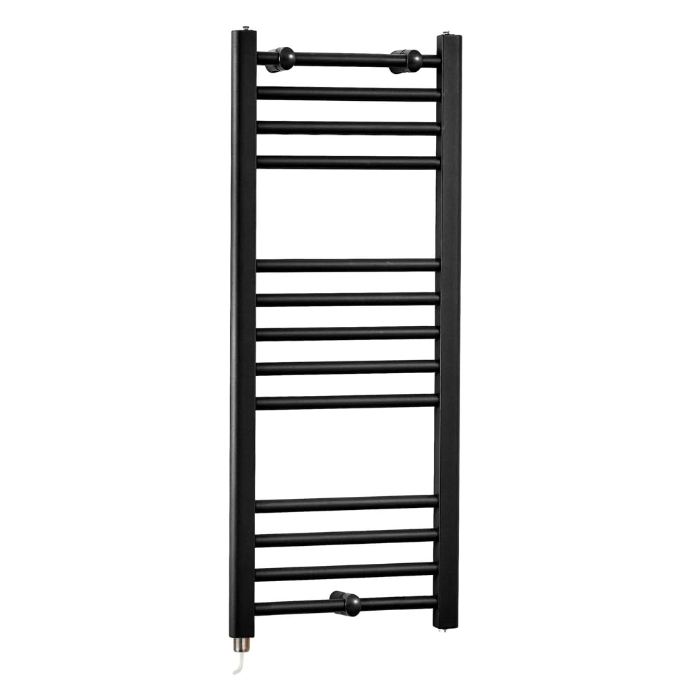 Milano Nero 400W Black Straight Bar Electric Heated Towel Rail - 1000 x 400mm