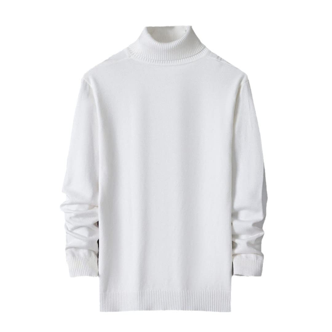Hamthuit Inverno Uomini Caldi Dolcevita Maglioni Casual Maglione Lavorato A Maglia Pullover Mens Slim Fit Pullover, bianco, L