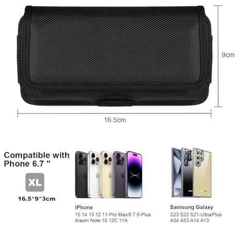 Flintronic Horizontale Handy Gürteltasche, Handy Gürteltasche, Handytasche Gürtel Herren, Smartphonetasche Gürteltasche, Handyholster für iPhone 16 15 14 13 12 11 Pro Max, Samsung S24 S23 S22 S21 A55
