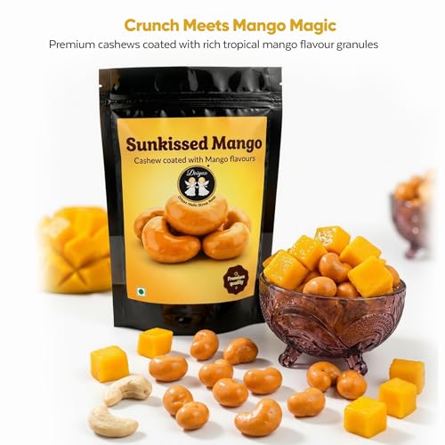 Image of DRIYOZ Sunkissed Mango Cashews 250g | Premium Crunchy Kaju Coated with Sweet & Tangy Mango Flavour Granules | Tropical Fruity Nut Snack for Gifting, Travel & Parties