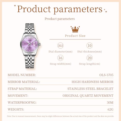 Image of OLEVS Watches for Women Luxury Elegant Stainless Steel Waterproof Luminous Diamond Women's Fashion Watch Ladies Watches for Small Wrists
