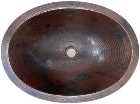 SimplyCopper 19" Oval Aged Copper Bathroom Sink Under Mount or Drop In