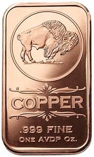 1 oz copper bar Bison buffalo/wings coin