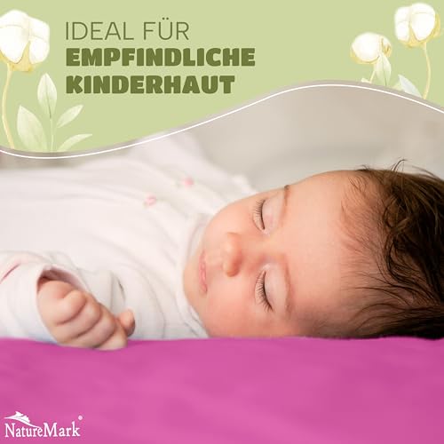 NatureMark Kinder Spannbettlaken 70x140 cm – Weiches Jersey, 100% Baumwolle, 2er Set für Babybett und Kinderbett, Pink – Ansicht 3
