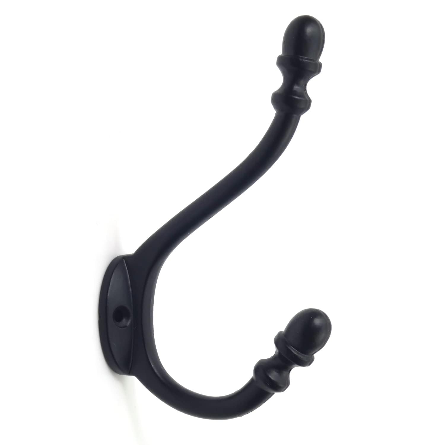 Oakcrafts Grey Antique Acorn Design Epoxy Black Finish Coat Hook - 5" / 130Mm - Pack Of 5 Hooks - Iron