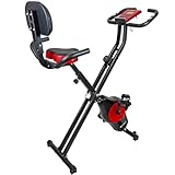STEADY フィットネスバイク エアロバイク 家庭用 静音 折り畳み 背もたれ付き モニター付き Designed in Japan 独自開発の非接触式airホイール サイクリングマシン (レッド)