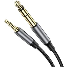 【3.5mm to 6.35mm Stereo Audio Cable】The 3.5mm male to 6.35mm male Stereo audio cable is used to transfer audio between 3.5mm devices and 6.35mm devices, such as headphones to pocket talker, speaker, amplifier, guitar, piano, mixing console, home thea...