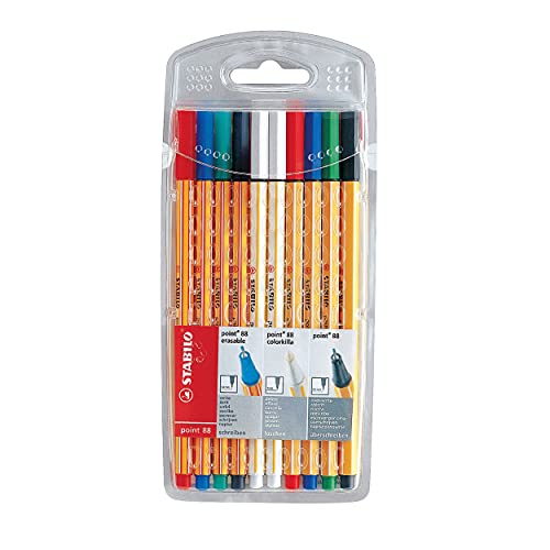 Image of STABILO Fineliner point 88 - Wallet 4 x Erasables + 2 x ink Erasers + 4 Overwriters