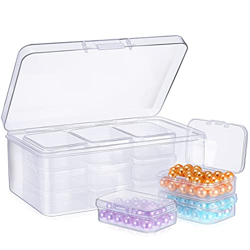 Image of Blulu 13 Pieces Small Bead Organizers Plastic Bead Storage Containers with Lids Mini Clear Storage Cases Transparent Craft Boxes for Jewelry Diamonds DIY Art Craft Accessory(2.5 x 1.8 x 0.8 Inch)