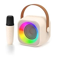 Jeefu Mini Karaoke Machine, Portable Bluetooth Karaoke Speaker with 2 Wireless Microphones, Singing Machine with Party Lights for Adults, Birthday Gifts