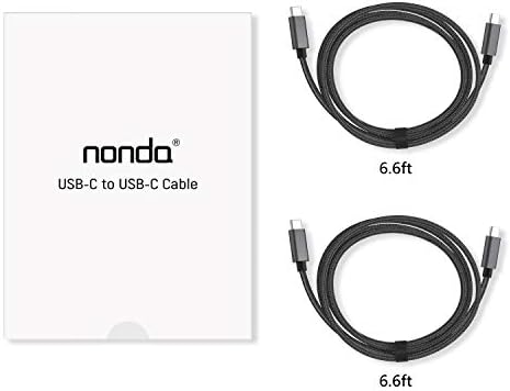 nonda USB C to USB C Cable(2-Pack) 60W/3A 6.6ft, USB Type C PD Fast Charging Cable,Braided Nylon Cord Compatible with MacBook Pro 2020,iPad Pro 2020,Samsung Galaxy S20,Switch and Other USB C Charger