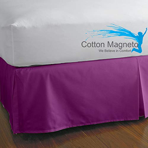 Cotton Magneto Luxury Crafted 800-Tc Italian Finish 100% Organic Cotton Split Corner Bed Skirt Purple Solid Twin Size 39X75 Inch With 24" Drop Length #TOP1
