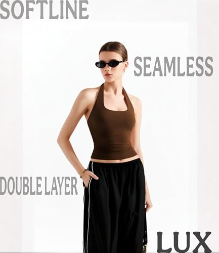 Image of SIGHTBOMB SOFTLINE Double Layer Seamless U Neck Halter Cuddle Baby Sleeveless Microfiber Active WEAR /Casual WEAR TOP for Women