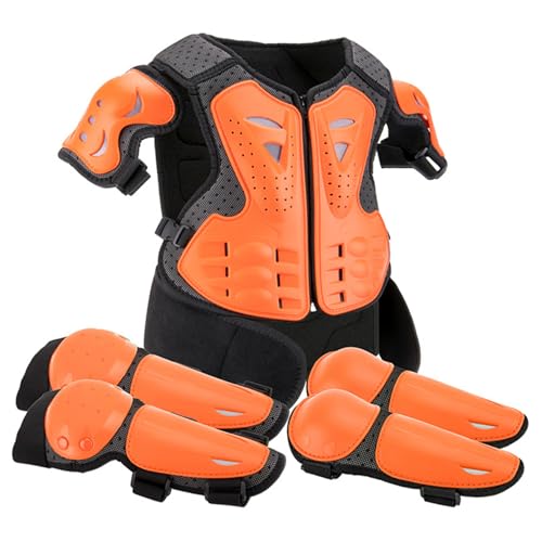 Weduspaty Gears de Moto pour Enfants 1 Set Breamable Aliptable de Protection réglable Airmordiste Amploir du Corps résistant aux bicyclettes Dirtbike, Orange, équipement de Protection