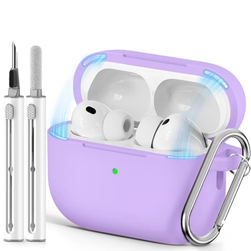 Image of Ljusmicker for AirPods Pro 3 Case 2025 with Cleaner Kit,Soft Silicone Protective Cover for Apple AirPods Pro 3rd Generation Cases for Women Men,for AirPod Pro 3 Cover with Keychain-Magnetic Purple