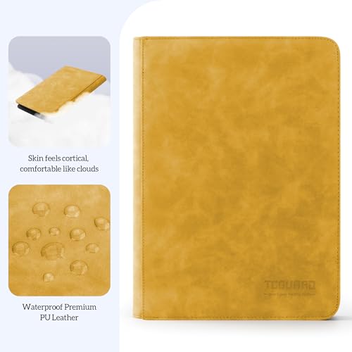 Image of Trading Card Binder, 9 Pockets PU Card Collection Binder, Zipper Card Album Hold Up to 540 Cards, Binder for Sports Card, MTG, TCG Yugioh Card (Yellow)