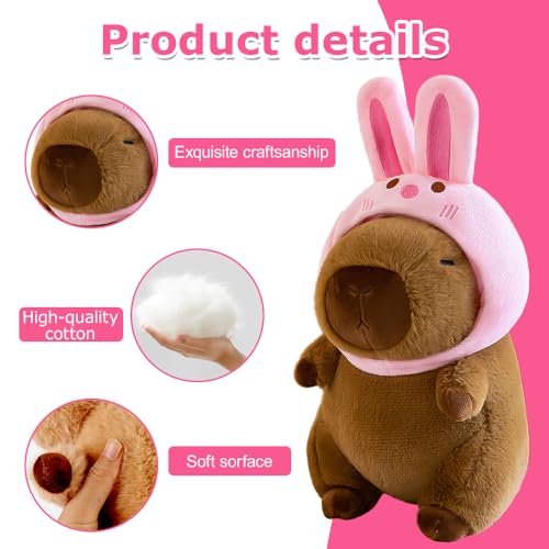 Lotvic Capybara Plüschtier, 23cm Capybara Kuscheltier, Niedlichen Wasserschwein Kuscheltier, Kinder-Plüschpuppenspielzeug mit Kleidung und Accessoires (H)