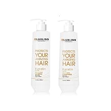 Luxliss Keratin Daily Care Shampoo and Conditioner Set, 2 Pack 16 Fl Oz each, Moisturizing, Anti-frizz, Repairing, for Chemically Treated Hair, Argan Oil