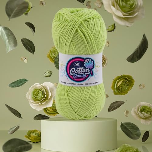Image of NESTNHAVEN Cotton Candy 100% Cotton Yarn - (100g, 185 Meters) - Luxury Yarn for Crochet, Amigurumi, Embroidery, Toys, Garments, Flowers and Hobby, Projects. (Parrot Green) | (900 Gm)