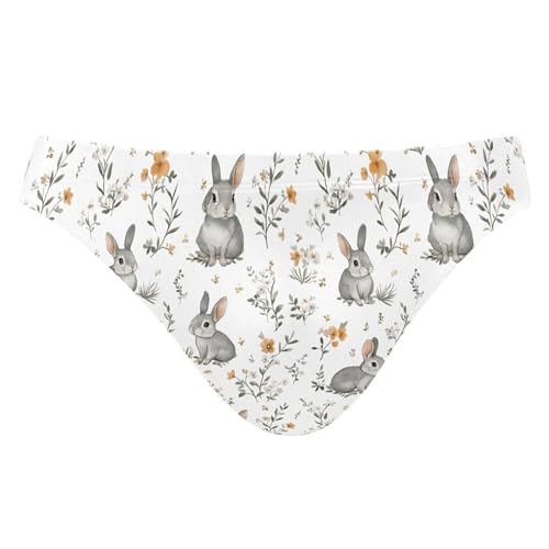 Happy Easter Cute Bunny Rabbit Mens Swimwear Swim Briefs Bikini Swimsuit for Summer Beach L B0405053