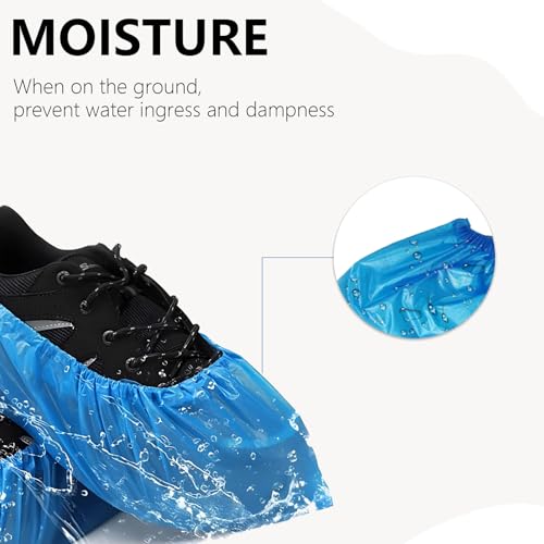 100 Stück Einweg Schuhüberzieher Wasserdicht & Rutschfest – Robuste Überschuhe aus CPE für Haushalt, Reinigung, Labor, Gäste, Baustelle, Innenbereich – Universalgröße Blau