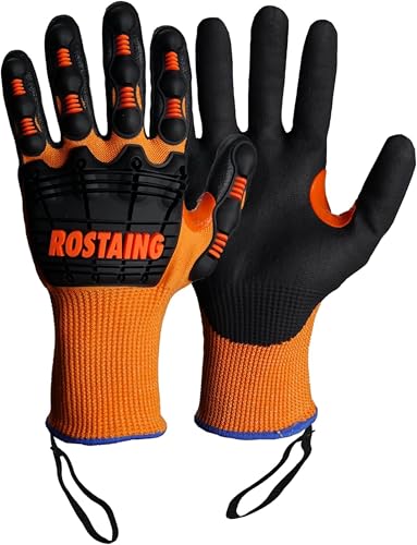 ROSTAING Gants MAXIMPACT - Gants de Protection Anti-Choc et Anti-Coupure - Pour Gros Travaux Abrasifs et Coupants - Compatible Écrans Tactiles - Renforcés et Durables - Confort et Souplesse - Orange