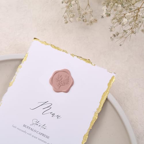 UNIQOOO Wax Seal Stickers - Eucalyptus Wedding Invitation Envelope Seal Stickers, 100 Pcs Self- Adhesive Dusty Rose Stickers, Perfect for Invitation, Christmas, Gift Wrapping, Party - Thumbnail 6
