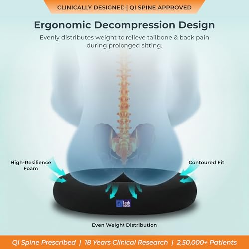 Image of Donut Pillow for Tailbone Pain | 5-Year Warranty | Coccyx Cushion for Hemorrhoids, Piles, Fistula, Sciatica, Pregnancy Pain | Car Seat Cushion for Office Chair | Orthopedic Ring Pillow | Up to 100 Kgs