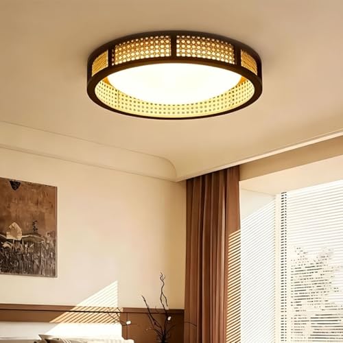 Plafonnier wabi sabi en rotin de 50 cm pour illuminer votre salon chaleureux