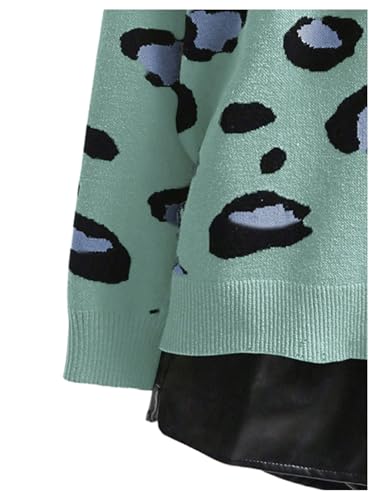 Image of WDIRARA Women's Leopard Tiger Print Cardigan V Neck Long Sleeve Color Block Button Down Sweater Outwear