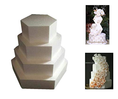 ZHONGJIUYUAN Hexagon Cake Dummy Set - 4-Piece -6, 8, 10, 12 Inches