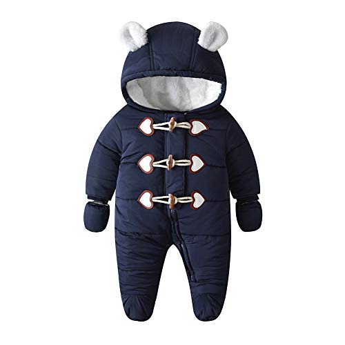 Simplee kids Baby Infant Boys Girls Snowsuit Winter Hooded Footed Warm Jumpsuit Outerwear with Gloves for 6-9 Months