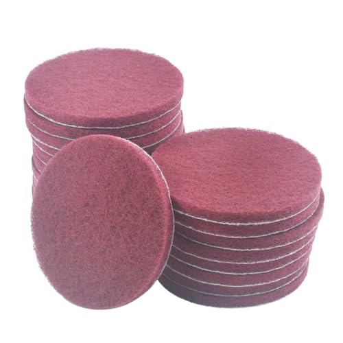 Image of 5 Inch 400 Grit Drill Brush Scrubber Scouring Pads, 20 Pcs Hook & Loop Power Scrubber Scouring Pads for Rotary Tools, Random Orbital Sander (Red)