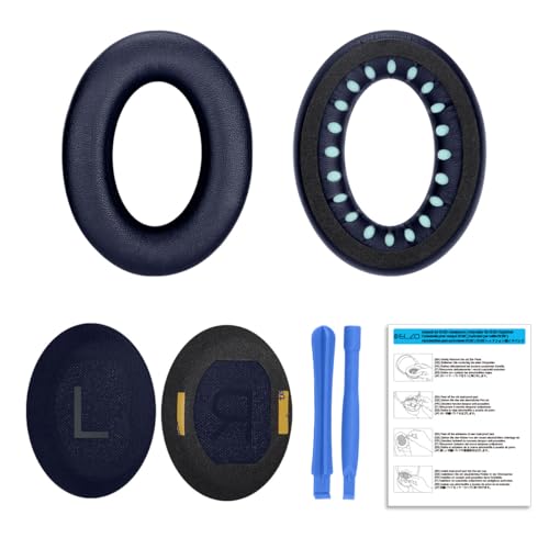 Image of ELZO Replacement Ear Pads for Bose QuietComfort 45 (QC45) /QC SE Headphones, Premium Softer Leather, High-Density Noise Cancelling Foam, Added Thickness, Blue