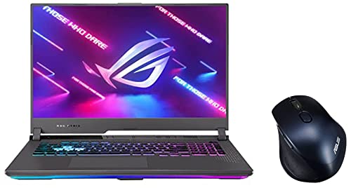 Image of ASUS ROG Strix G17 (2022), 17.3-inch (43.94 cms) FHD 144Hz, AMD Ryzen 7-6800H, RTX 3050 4GB Graphics, Gaming Laptop, G713RC-HX020W MW203 Wireless Silent Mouse (Blue)
