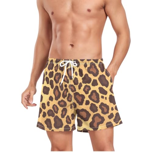 Bañador de secado rápido con estampado abstracto dorado de leopardo para hombre 4