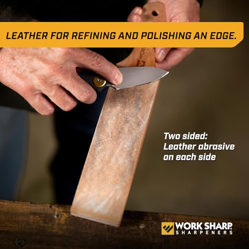 Image of Work Sharp Leather Strop And Diamond Emulsion Kit - Precision Edge Refinement System - Knife Sharpening, Polishing, Honing Tools And Blades