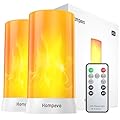 ?Upgraded? Hompavo LED Flame Lights with Remote & Timer, 4-Mode Rechargeable Battery Operated Flameless Candles, Waterproof Pillar Flickering Lanterns for Bathroom Patio Wedding Halloween Home Decor