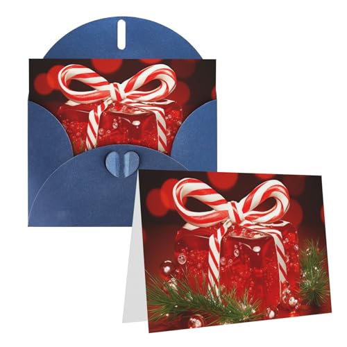 QMNEHJ グリーティングカード サンキューカード 封筒付き ブランクノートカード 4x6インチ バースデーカード レッド クリスマス キャンディウェディングカード お悔やみカード おもしろい 思考カード あらゆる機会に