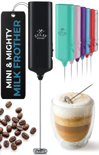 Mini & Mighty Milk Frother Wand – Powerful Handheld Coffee Frother, Battery Operated Drink Mixer – Compact Pocket Size – Detachable Whisk for Latte, Cappuccino, Matcha, Hot Chocolate