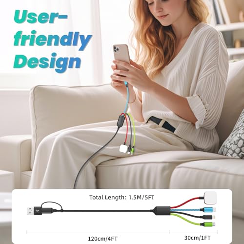 Image of Multi Charging Cable for Apple Watch Charger, 2 Pack 5FT Travel Essentials