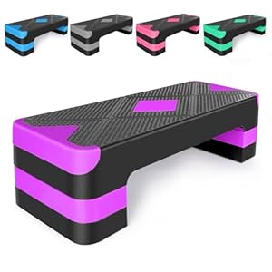 Adjustable Workout Aerobic Stepper in Fitness & Exercise Step Platform Trainer 3 settings adjustable height 4â-6â-8â