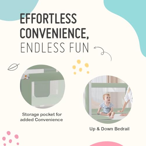 Image of SAFE-O-KID 2 Side Bed Rails (6 Ft /182 cm) with 1-Year Warranty | Bed Railing for Baby Safety |Adjustable Height & Portable | Bed Protector for Baby Falling - Green