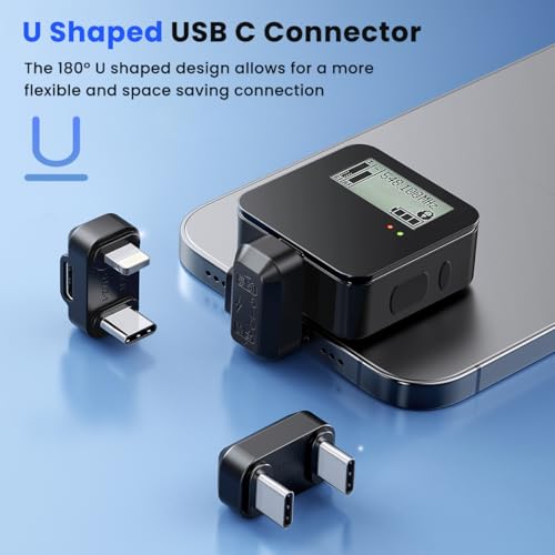 Image of ZORBES USB Type-C to Type-C OTG Adapter for Lavalier Microphone, 180 U-Shaped USB-C Male to Female Connector, Fast Charging & 480mbps Data Transfer, Elbow Converter for DJI Mic Mini, Mic3