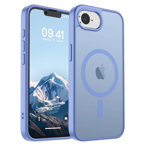 Image of SUPFINE Magnetic for iPhone 17e Case /iPhone 16e Case (Compatible with MagSafe)(Military Grade Drop Protection) Translucent Matte with Anti-Fingerprint Phone Case,Blue Purple