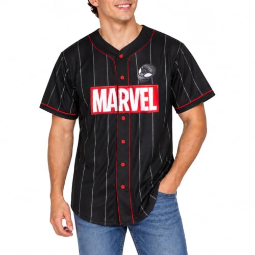 Marvel Mens Spiderman Baseball Jersey Novelty Fashion Spidey Shirt - image 1